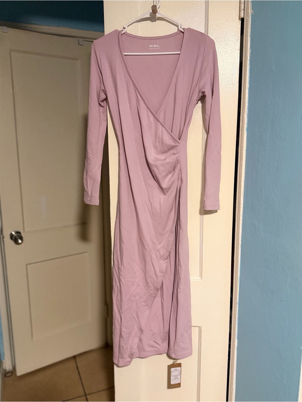 OGL Long Sleeve Lilac Faux Wrap Maxi Dress NWT Size Small